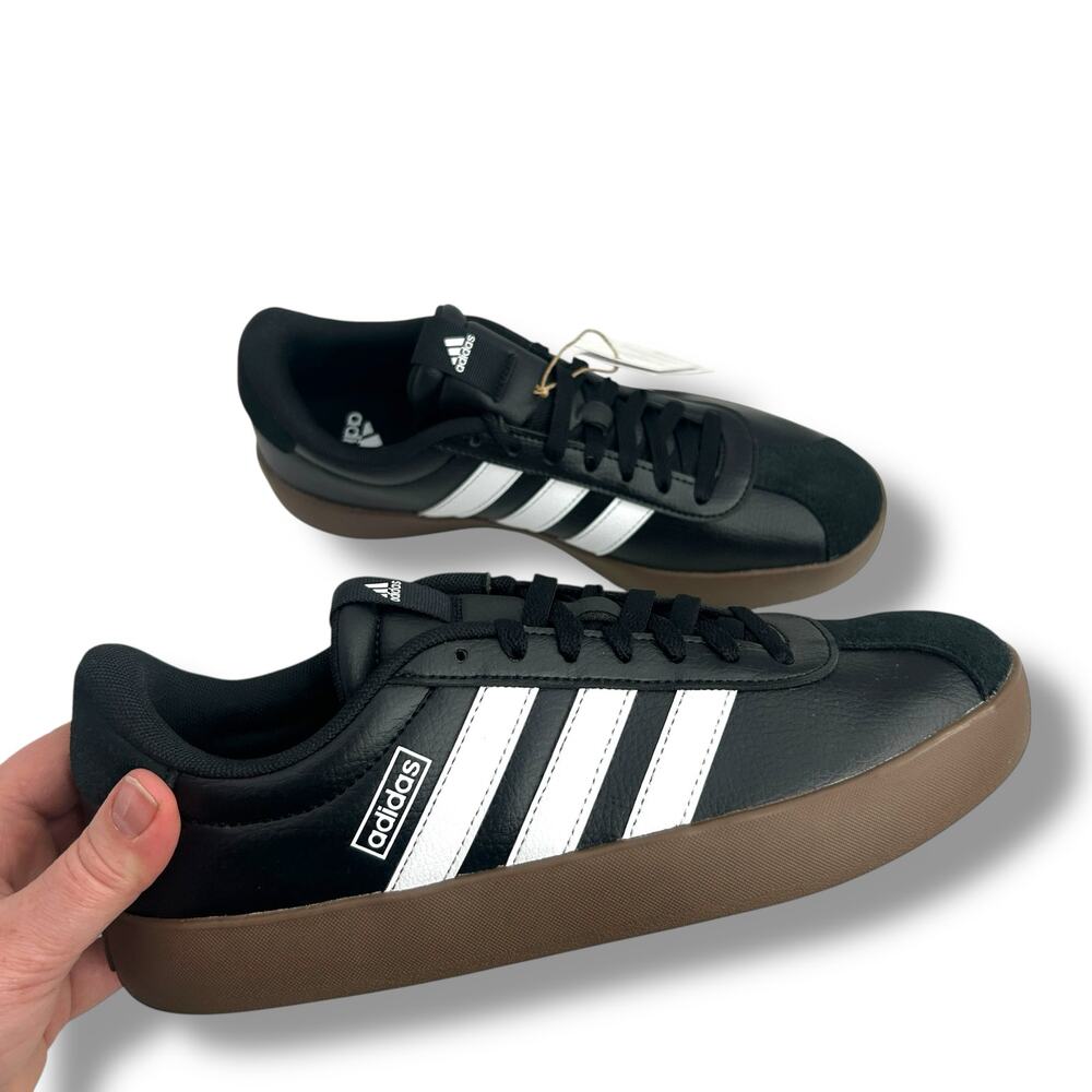 NEW Adidas Women's VL Court 3.0 Sneakers Size 8 Black Leather Low Top Casual - Picture 6 of 13